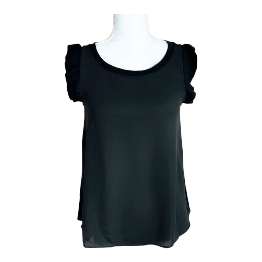 NWT Loft Black Ruffle Sleeveless Top Soze XS Petite